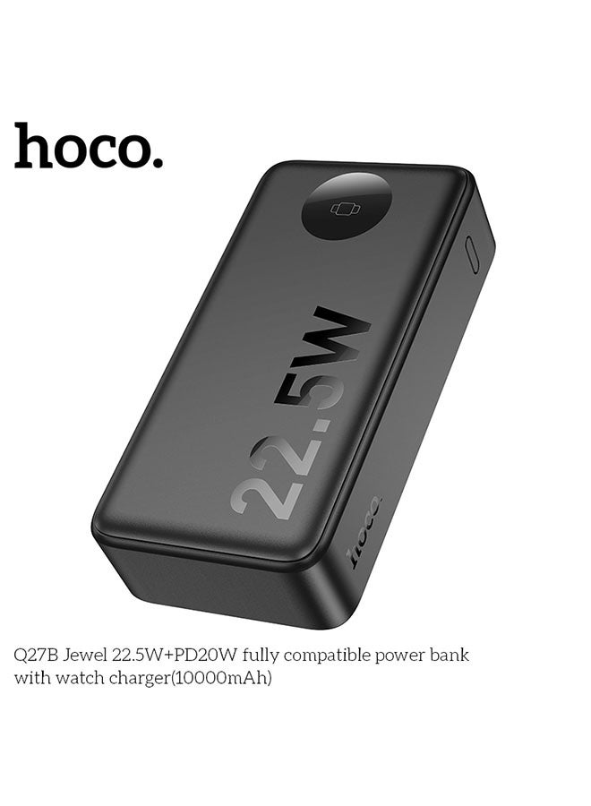 hoco. Q27B Jewel 22.5W+PD20W fully compatible power bank with watch charger(10000mAh, Black) - Image 4