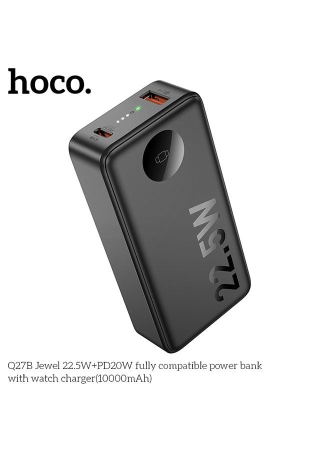 hoco. Q27B Jewel 22.5W+PD20W fully compatible power bank with watch charger(10000mAh, Black) - Image 5