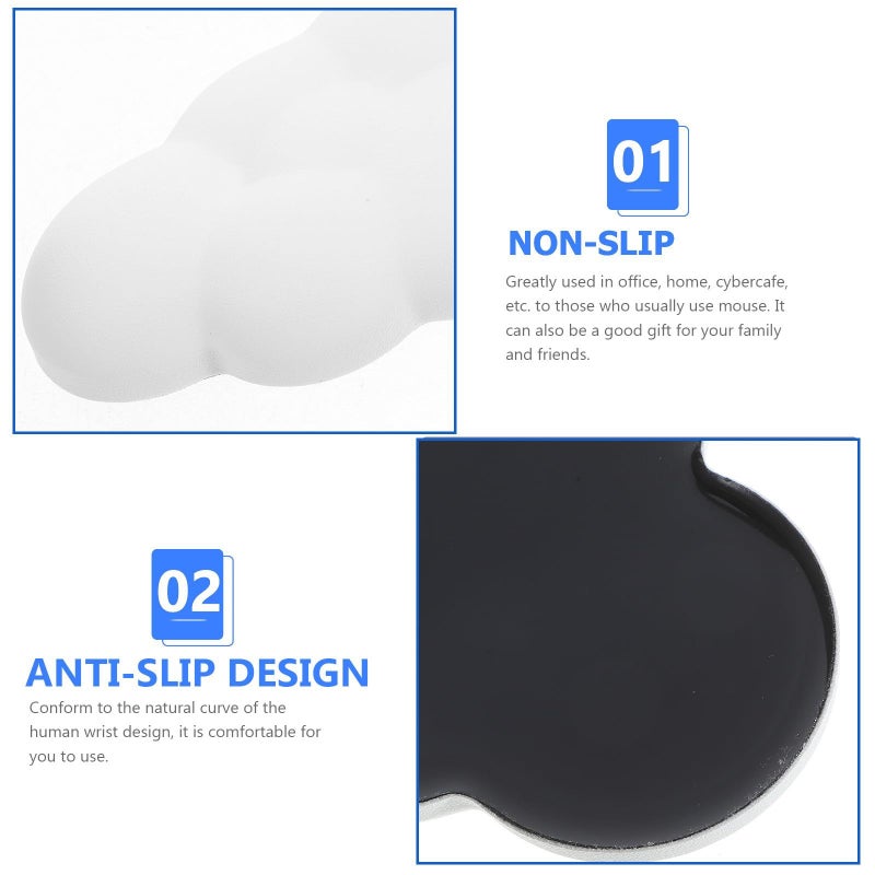 Ergonomic Memory Foam Mouse Wrist Rest Pad White Small Puff Shape for Office Typing and Gaming - Image 4