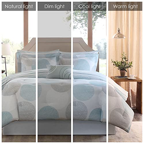 Madison Park Essentials Bed in a Bag Comforter, Vibrant Color Design All Season Down Alternative Cover with Complete Cotton Sheet Set, King(104"x92"), Knowles, Circular Aqua, 9 Piece - Image 2