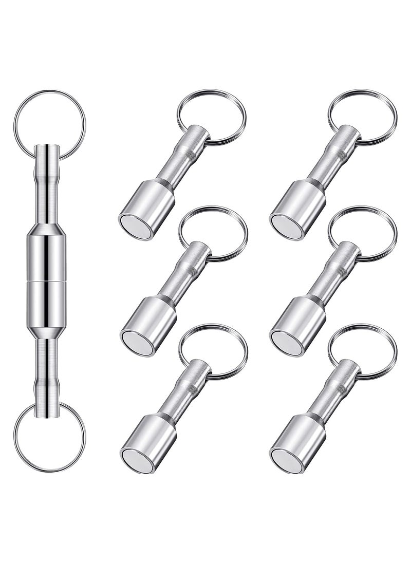 SYOSI - 6 Pieces Metal Magnet Keychain Magnetic Keychain Pocket Keyring Magnet Holder with Split Ring Jewelry Test Magnet for Metal Recyclers, Hobbyists and Collectors - Image 1