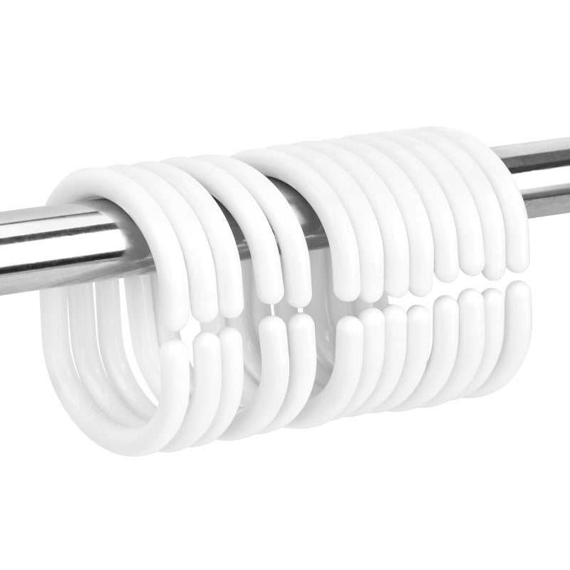 Qulable 24 pcs Shower Curtain Rings Plastic Shower Curtain Hooks CShaped Rings Hook Hanger Bath Drape Loop Clip Glide Bathroom Shower Window Rod White