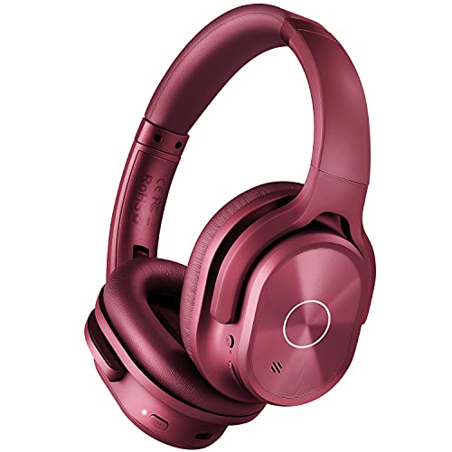 ZIHNIC Active Noise Cancelling Headphones, 40H Playtime Wireless Bluetooth Headset with Deep Bass Hi-Fi Stereo Sound,Comfortable Earpads for Travel/Home/Office (Red) - Image 1