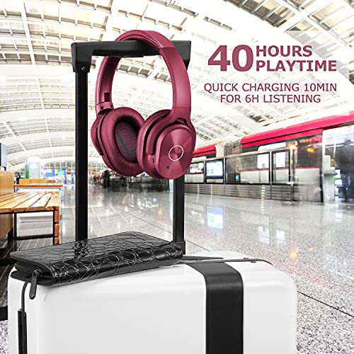 ZIHNIC Active Noise Cancelling Headphones, 40H Playtime Wireless Bluetooth Headset with Deep Bass Hi-Fi Stereo Sound,Comfortable Earpads for Travel/Home/Office (Red) - Image 3