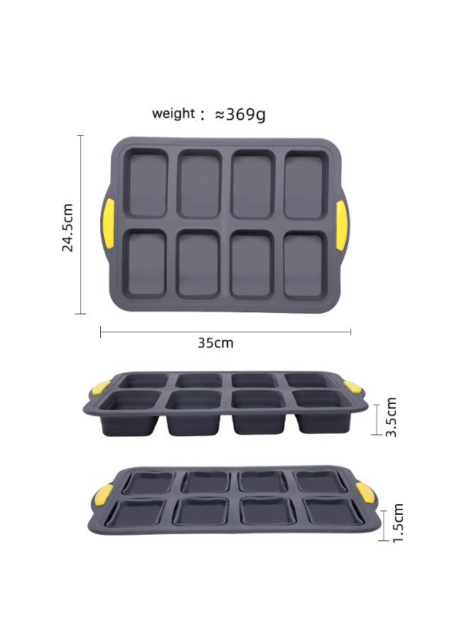 هومستر السيليكون صغيرة الخبز وعاء غير اللاصقة الخبز السيليكون وعاء للخبز 8-تجويف، صغيرة الموز الخبز وعاء مجموعة، غسالة صحون آمنة رمادية - Image 5