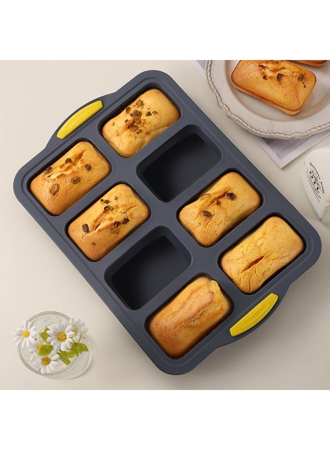 هومستر السيليكون صغيرة الخبز وعاء غير اللاصقة الخبز السيليكون وعاء للخبز 8-تجويف، صغيرة الموز الخبز وعاء مجموعة، غسالة صحون آمنة رمادية - Image 3