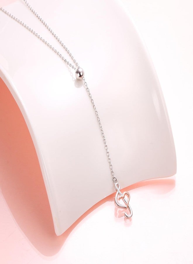 DAOCHONG 925 Sterling Silver Music Jewelry Treble Clef Pendant Adjustable Y Shaped Lariat Necklace for Women Graduation Gifts - Image 2
