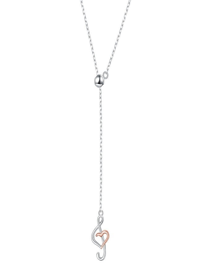 DAOCHONG 925 Sterling Silver Music Jewelry Treble Clef Pendant Adjustable Y Shaped Lariat Necklace for Women Graduation Gifts - Image 1