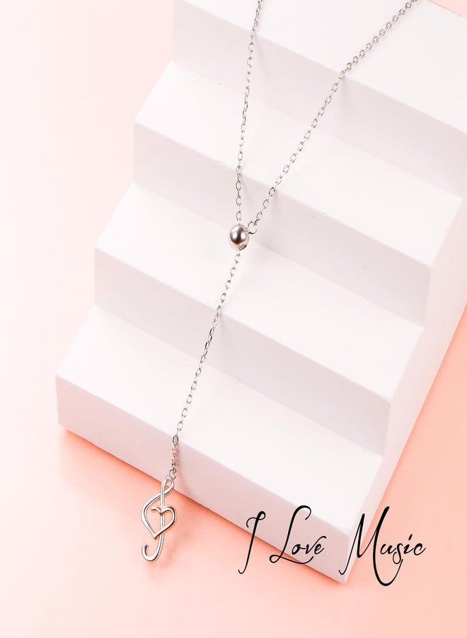 DAOCHONG 925 Sterling Silver Music Jewelry Treble Clef Pendant Adjustable Y Shaped Lariat Necklace for Women Graduation Gifts - Image 3