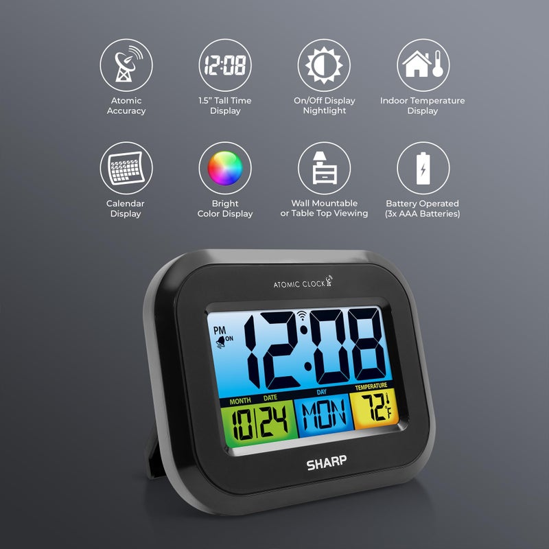 Sharp Digital Atomic Alarm Clock with LCD Display â€“ Always-On Backlight Option, Adjustable Brightness â€“ Easy-to-Read Front View, Perfect for Bedroom, Office or Kitchen - Image 2