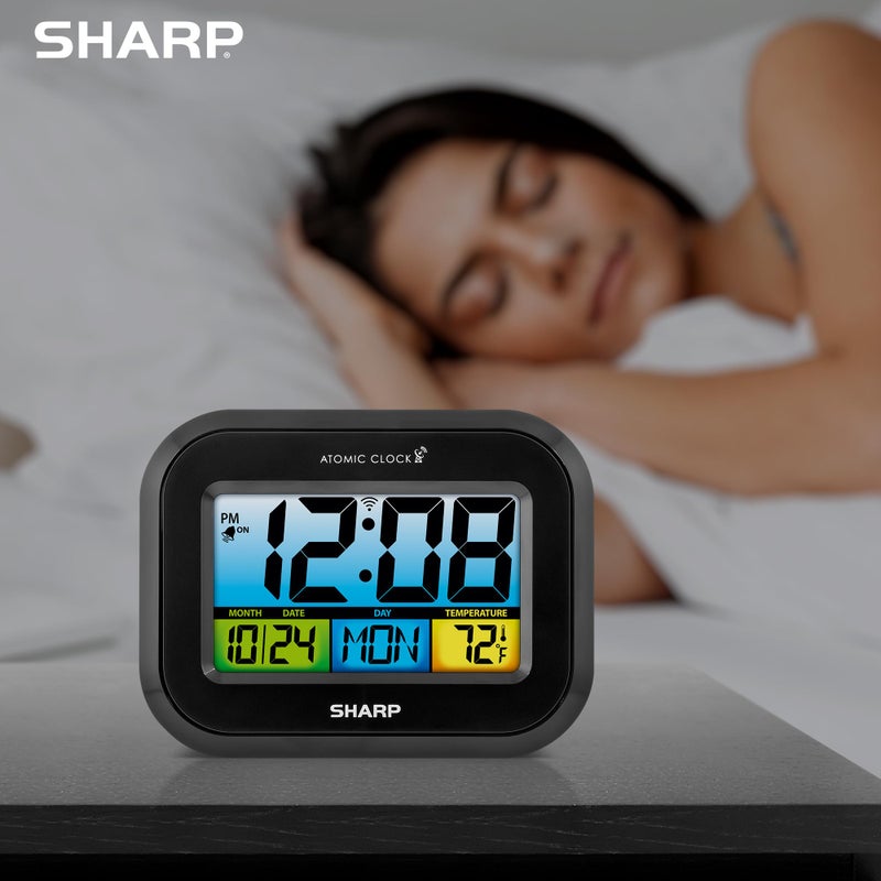 Sharp Digital Atomic Alarm Clock with LCD Display â€“ Always-On Backlight Option, Adjustable Brightness â€“ Easy-to-Read Front View, Perfect for Bedroom, Office or Kitchen - Image 5