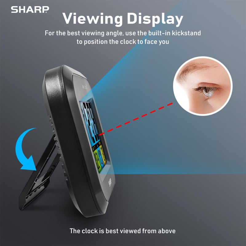 Sharp Digital Atomic Alarm Clock with LCD Display â€“ Always-On Backlight Option, Adjustable Brightness â€“ Easy-to-Read Front View, Perfect for Bedroom, Office or Kitchen - Image 3