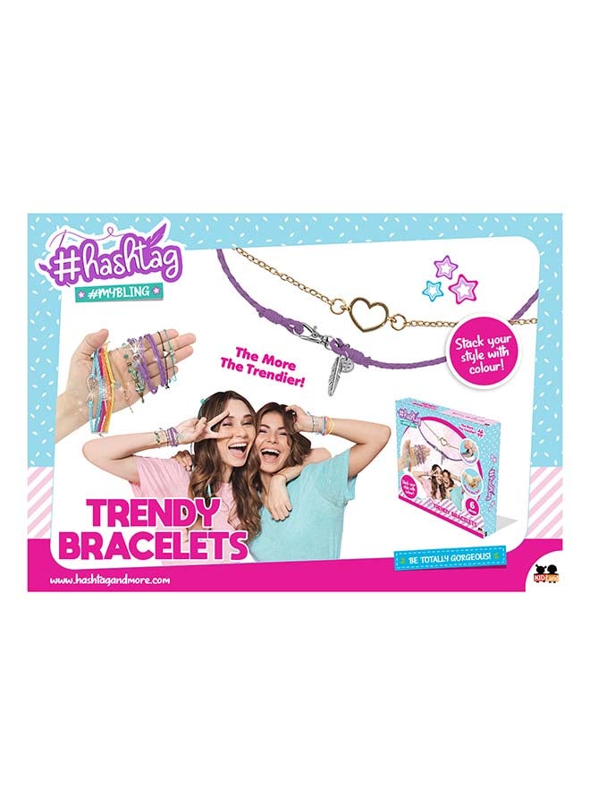 Hashtag Trendy Bracelet Set for Girls – 6 Stylish Friendship Bracelets with Charms, Beads & Adjustable Straps (Age 6+) - Image 4
