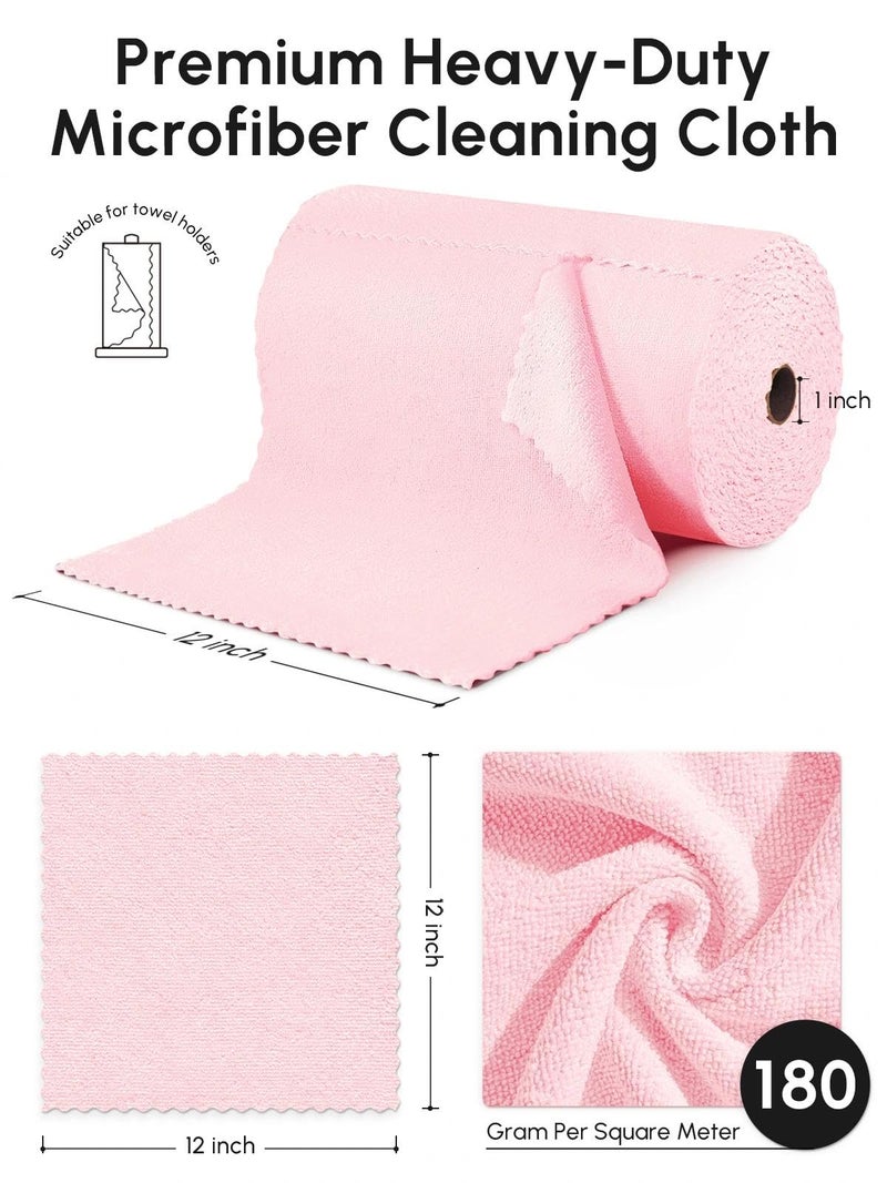SOOWASH Microfiber Cleaning Cloths Roll, 75 Pack Tear Away Microfiber Towels Roll, 12" x 12" Lint Free Rags, Reusable Cleaning Cloths, Washable, Scratch Free,Ultra Absorbent Dish Rags(Pink) - Image 3