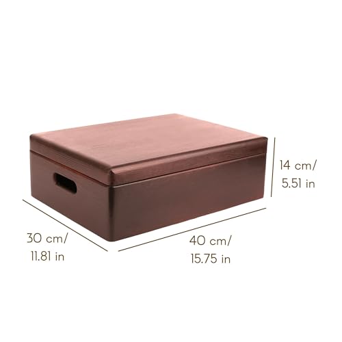 Creative Deco XL Brown Wooden Box Storage with Hinged Lid | 15.8 x 11.8 x 5.5 inches (+-0.5) | with Handles | Gift Box Kitchen Storage Document | Product NOT Intended for 15 Years OR Below - Image 3