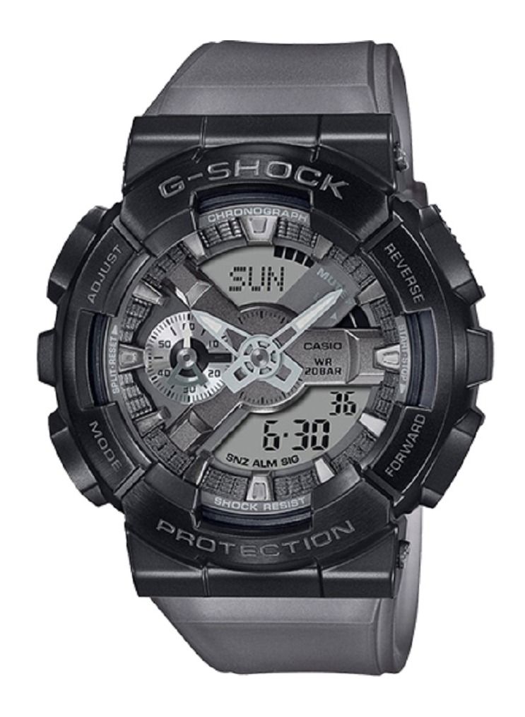 Casio Men Watch G-Shock Analog Digital Grey Dial Resin Band Metal Covered Bezel GM-110MF-1ADR. - Image 1