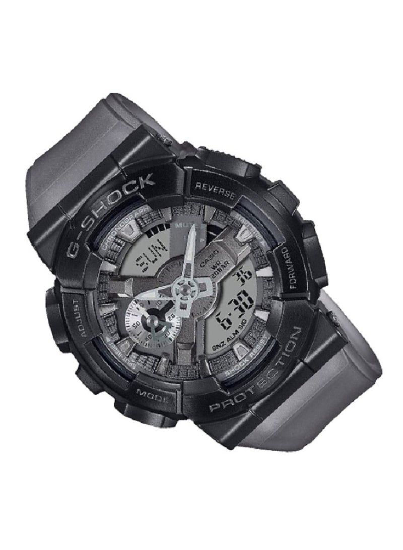 Casio Men Watch G-Shock Analog Digital Grey Dial Resin Band Metal Covered Bezel GM-110MF-1ADR. - Image 2