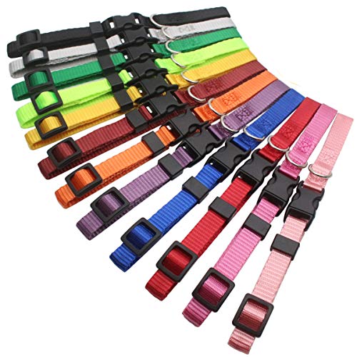 YOY 12 pcs/Set Soft Nylon Puppy Whelping ID Collars - Adjustable Breakaway Litter Collars Baby Dog ID Bands Pet Identification for Breeders with Record Keeping Charts, Neck 8.5" - 13.5" - Image 1