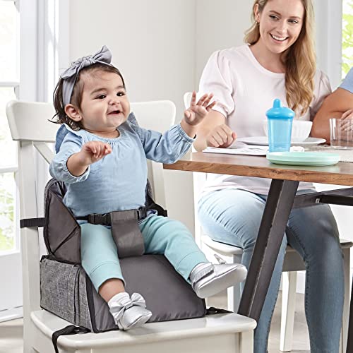 Contours Explore 2-in-1 Baby Booster Seat and Backpack Diaper Bag, Booster Seat for Dining Table, Foldable and Portable Baby Seat, Baby to Toddler Booster Chair - Gray - Image 2