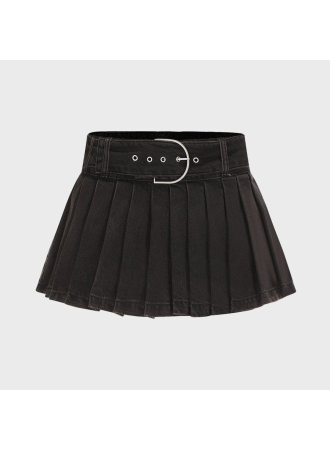 Zara breathable Cotton Fashion Sweet & Edgy Versatile Waist-cinching Anti-peek Pleated Skirt - Image 2
