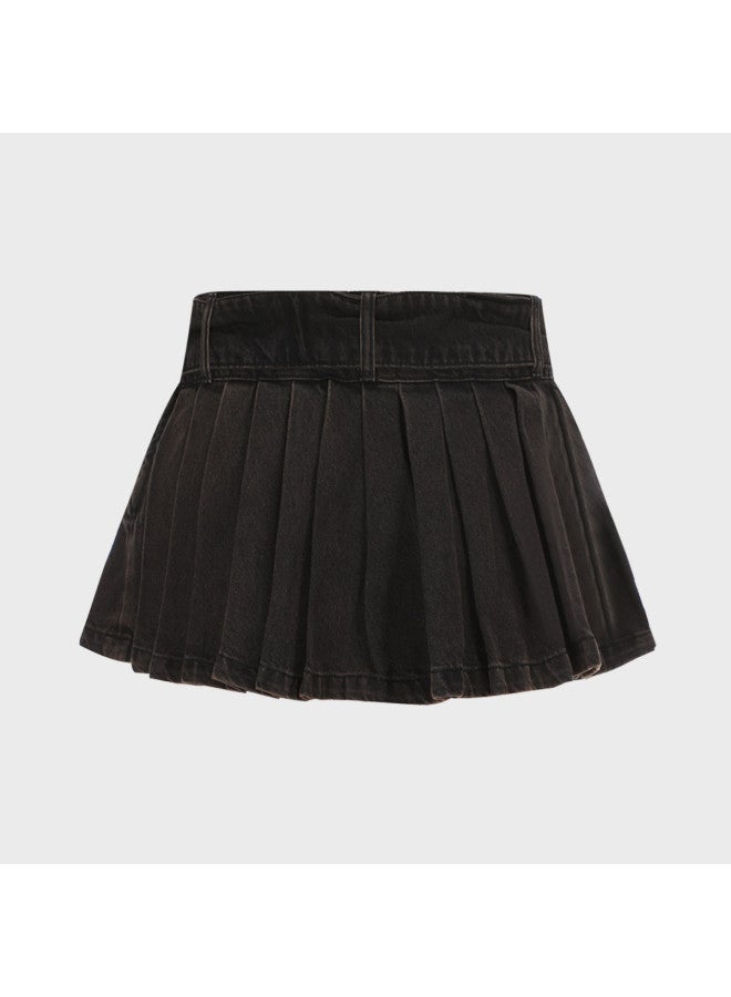 Zara breathable Cotton Fashion Sweet & Edgy Versatile Waist-cinching Anti-peek Pleated Skirt - Image 3