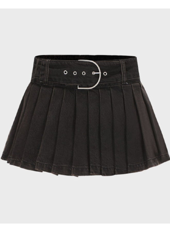 Zara breathable Cotton Fashion Sweet & Edgy Versatile Waist-cinching Anti-peek Pleated Skirt - Image 1