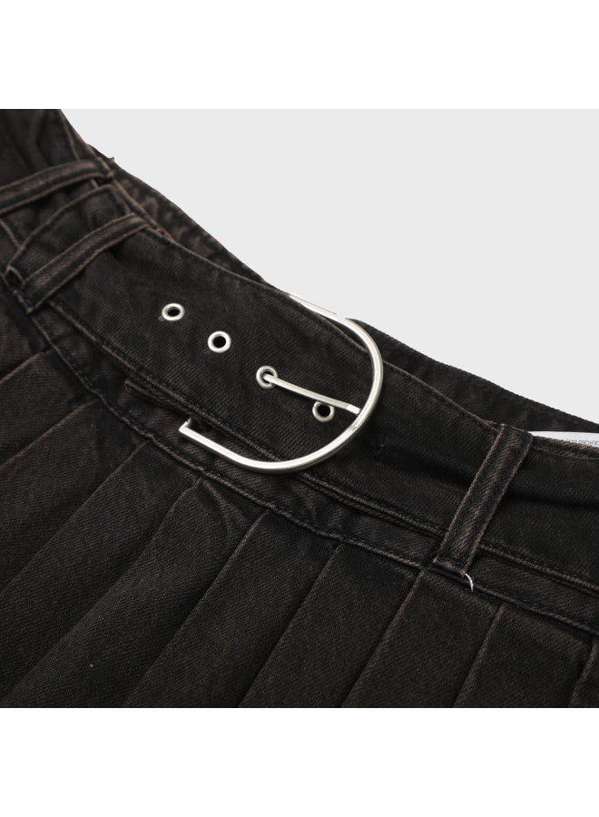 Zara breathable Cotton Fashion Sweet & Edgy Versatile Waist-cinching Anti-peek Pleated Skirt - Image 4