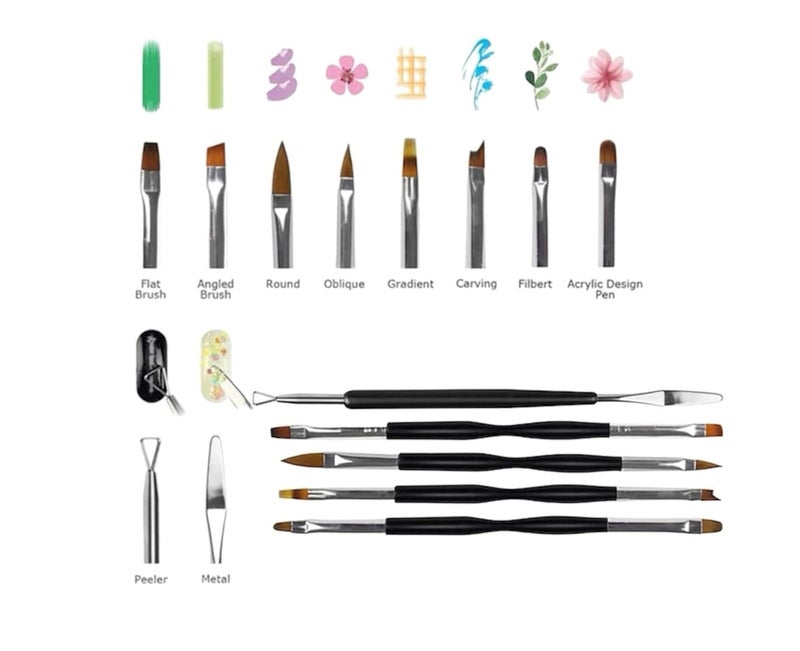 bolt bee Boltbee 5Pcs Acrylic Nail Art Brush Set Mer maid Handle Nail Flower Painting Pen Nail Gradient Brushes UV Gel Builder Manicure DIY Tools - Image 2