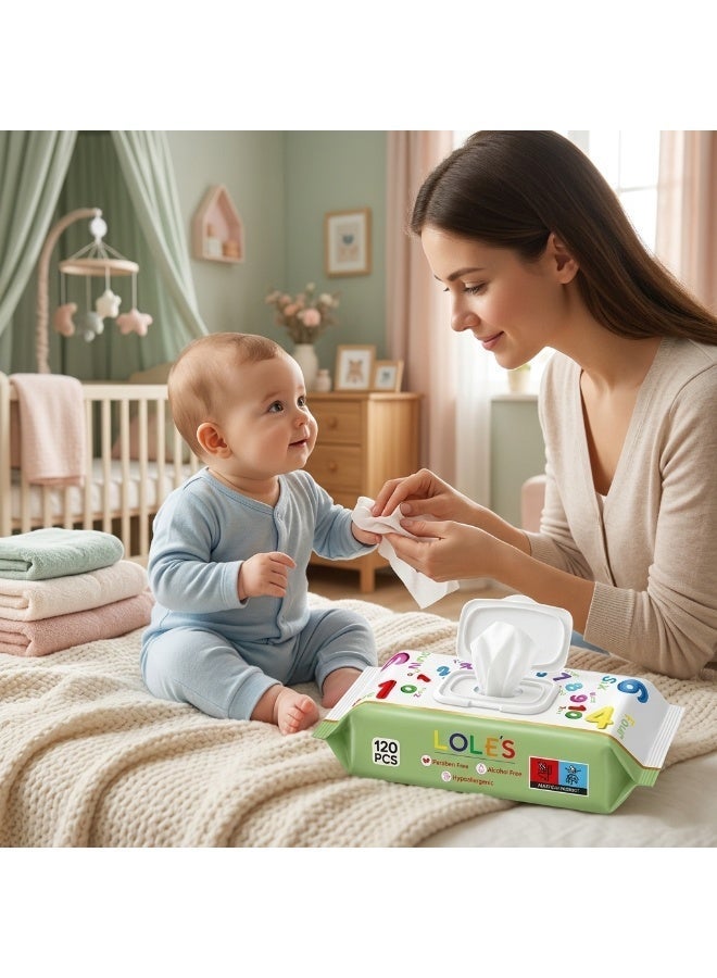 Lole's Baby Cleaning Sensitive Wet Wipes, Pack of 1 x 120 Wipes - Image 3