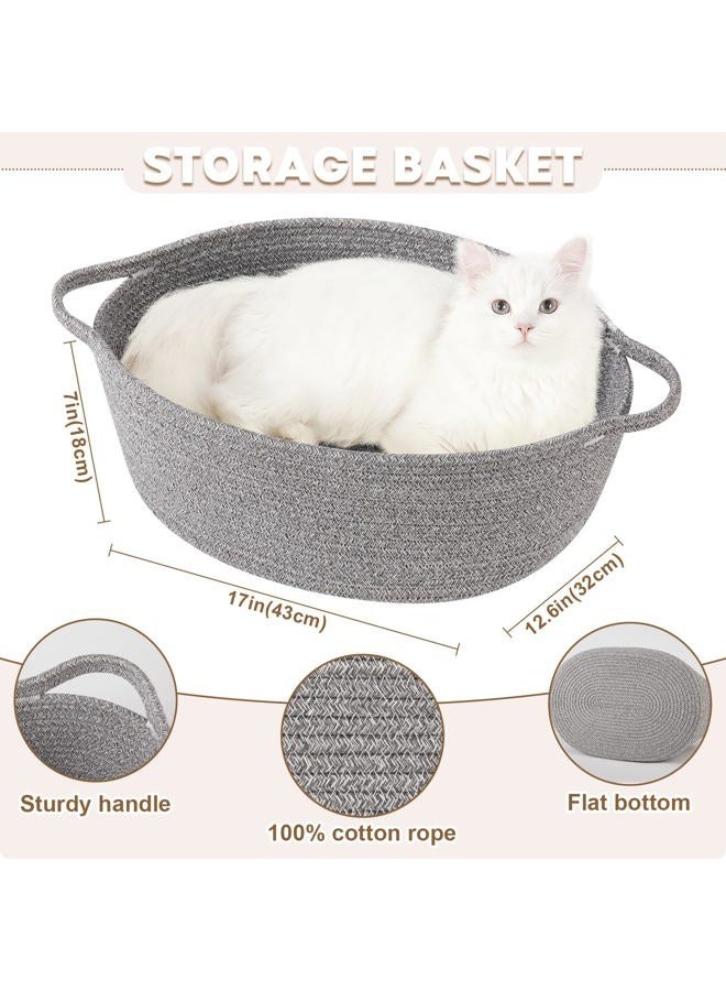 OIAHOMY Large Gift Basket with Handle, 17"x 12.6"x 7" Woven Basket with Gift Bag, Ribbon, Nursery Storage Bins Empty to Fill with Towels, Baby, Pet Toy Organizer - Grey - Image 2