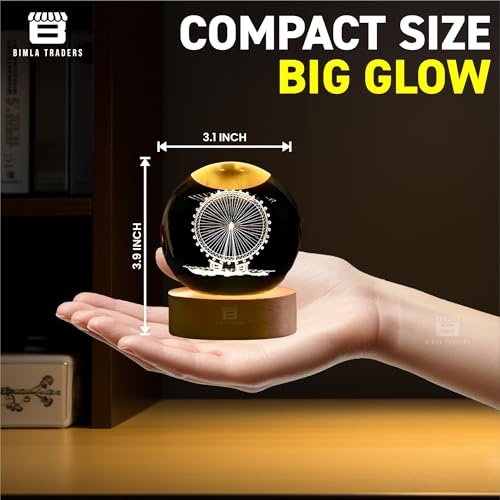 BTfash 3D Ferris Wheel Night Lamp, Creative Engraved Crystal Ball Night Light for Home Decoration Best Gift for Any Occasion (Ferris Wheel) - Image 4