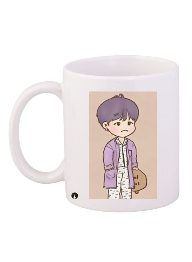 RYN Cartoon Boy Printed Coffee Mug White/Beige/Purple 11ounce
