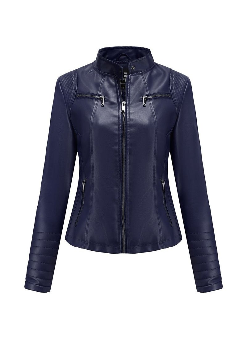 Women's Short Leather Clothing, Thin Motorcycle Clothing Dark Blue - pzsku/ZAB999FAC861DD1238908Z/45/_/1691740592/5bce3290-e14c-4881-a651-e1b27582882d