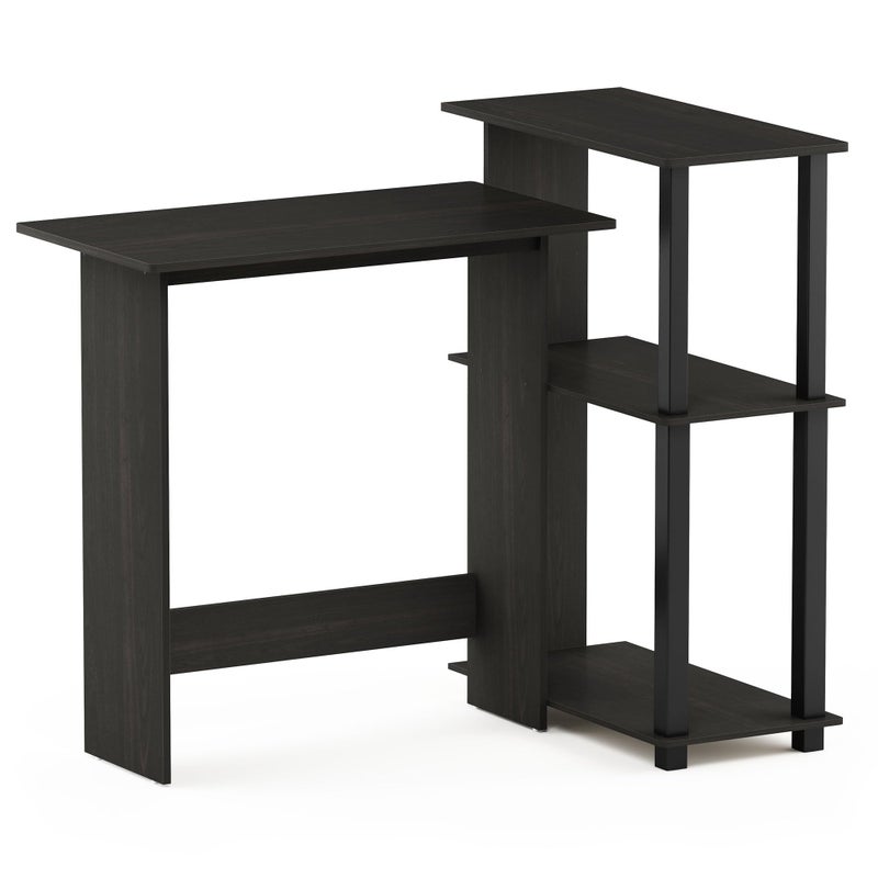 Furinno Furinno Abbott Corner Computer Desk with Bookshelf EspressoBlack 