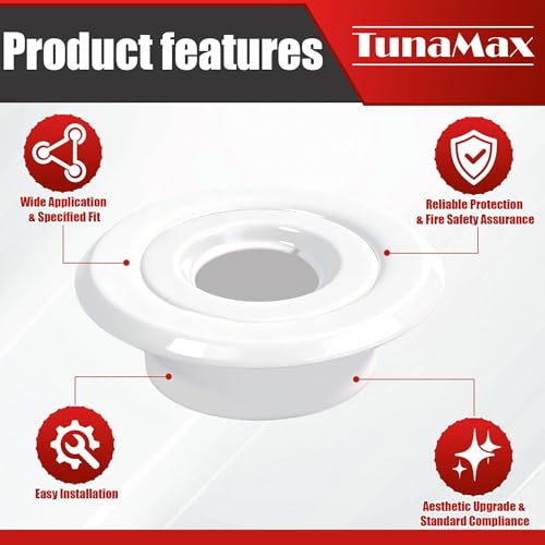 TunaMax (2 Pack) 3/4" IPS Fire Sprinkler Escutcheons Standard Sprinkler Head Cover Plate Trim Ring White - Image 3