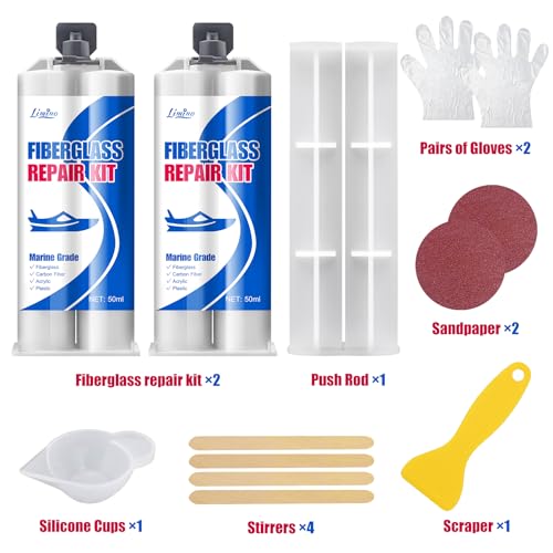 Limino Marine Fiberglass Repair Kit - 100ml Fiberglass Resin Filler for Fiberglass Bathtub Chips Cracks Holes Scratch Repair - Gel Coat Repair Kit for Boats, Jet Skis, Surf Boat, Kayak, UV-Resistant - Image 2