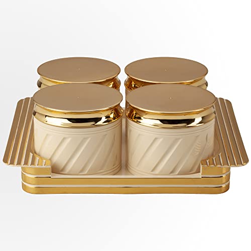 Selvel Unbreakable & Air Tight Dry Fruit Container Tray Set with Lid & Serving Tray, Airtight Container Set 430ml (4 Pieces, Polypropylene) (Elegance Ivory) - Image 3