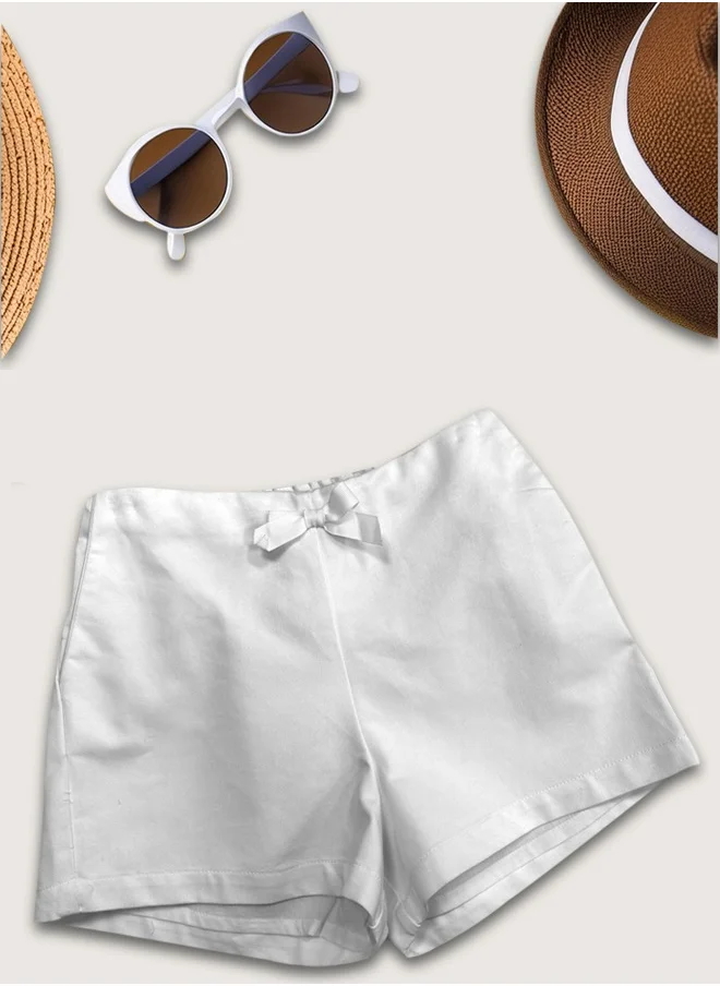 One Friday One Friday Off White Solid Shorts for girls