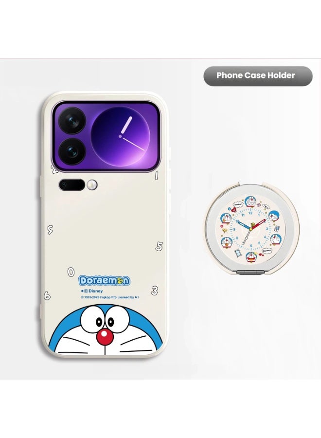 Doraemon Themed Phone Case with Clock Holder for Xiaomi 17 Pro or Pro Max Adorable Design Convenient Viewing Angle and Reliable Protection - Image 3