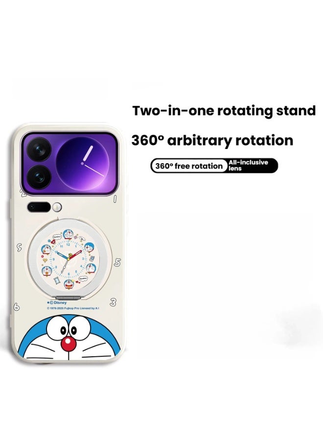 Doraemon Themed Phone Case with Clock Holder for Xiaomi 17 Pro or Pro Max Adorable Design Convenient Viewing Angle and Reliable Protection - Image 1