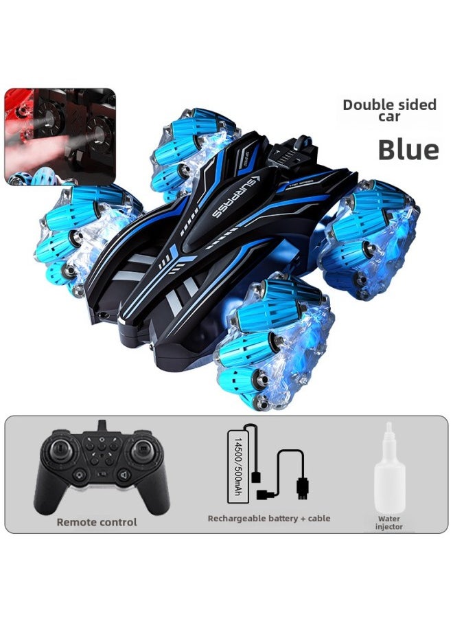 Generic Remote Control Car Toy - High-speed Off-road Vehicle Shock Absorption Durable Tires-Color:Dual Spray Light Stunt Car*blue [single Remote Control]  - Image 1