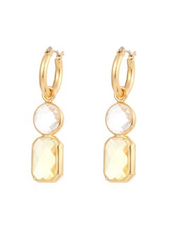 HaveDream High Quality And Exquisite Crystal edging Gold-Plated Earrings, Ladies' All-Match Geometric Earrings - Yellow  - Image 1