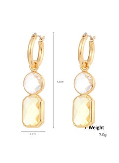 HaveDream High Quality And Exquisite Crystal edging Gold-Plated Earrings, Ladies' All-Match Geometric Earrings - Yellow  - Image 4
