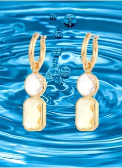 HaveDream High Quality And Exquisite Crystal edging Gold-Plated Earrings, Ladies' All-Match Geometric Earrings - Yellow  - Image 5