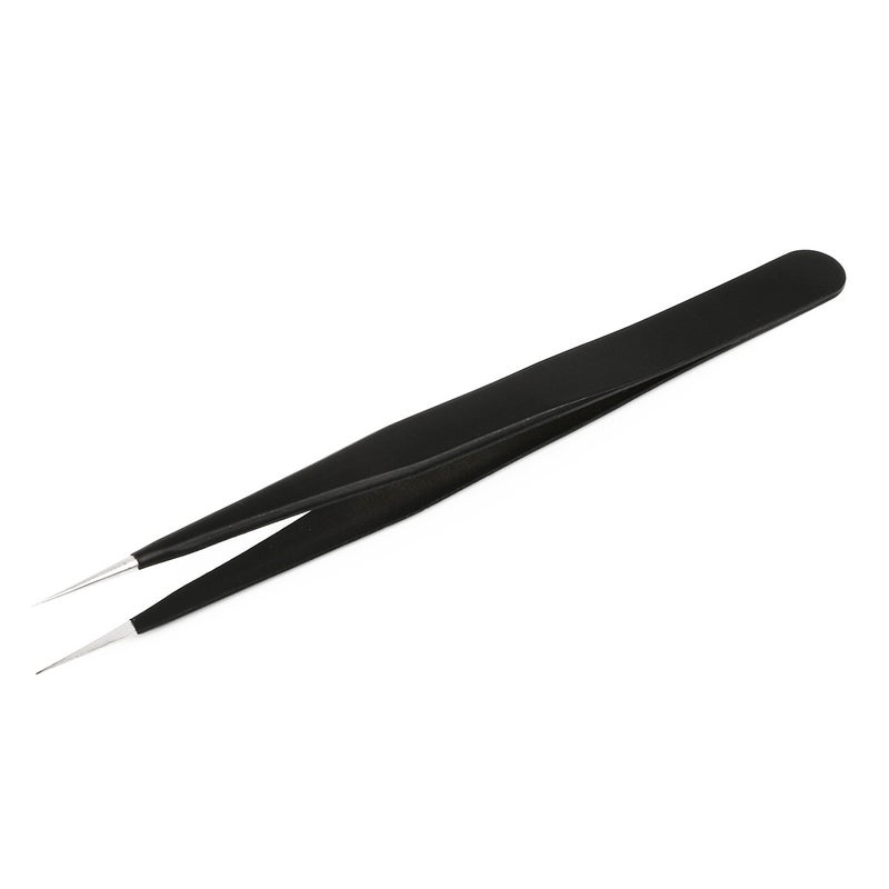 Stainless Steel Anti-magnetic Anti-static Straight Head Elbow Precision Tweezers Manual DIY Tool Sticker Drill Clamping Bead Material Accessories Rubber straight tweezers with rubber sleeve 13.6cm 