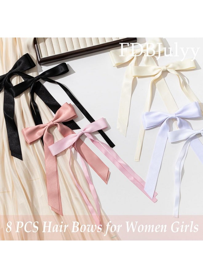 FDBJulyy - Hair Bows Set: 8 PCS Bow-knot Clips for Thick & Thin Hair, Big Nonslip Claw Clips for Women and Girls - Image 1