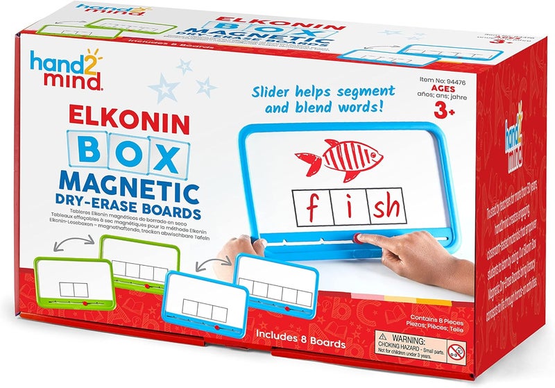 hand2mind hand2mind Elkonin Boxes Magnetic Dry Erase Boards Set Phonemic Awareness Speech Therapy Materials Letter Sounds for Kindergarten Phonics Science of Reading Manipulatives Set of 8 - Image 1