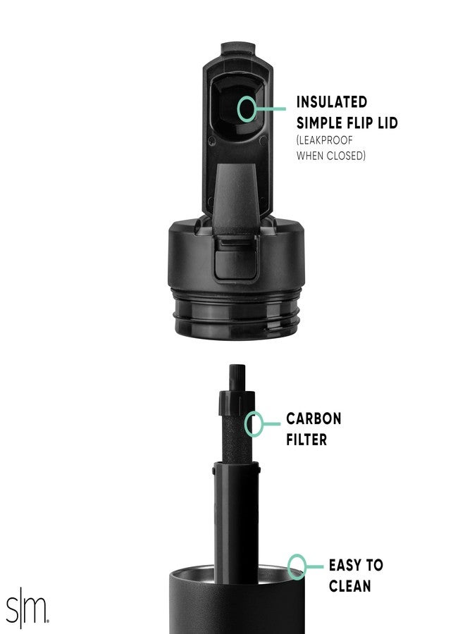 سيمبل مودرن زجاجة مياه بسيطة وعصرية مزودة بفلتر | زجاجات مياه معزولة من الفولاذ المقاوم للصدأ مزودة بفلتر كربوني للسفر | قابلة لإعادة الاستخدام للحصول على مياه شرب نظيفة أثناء التنقل | 24 أونصة، لون توت العليق - Image 3