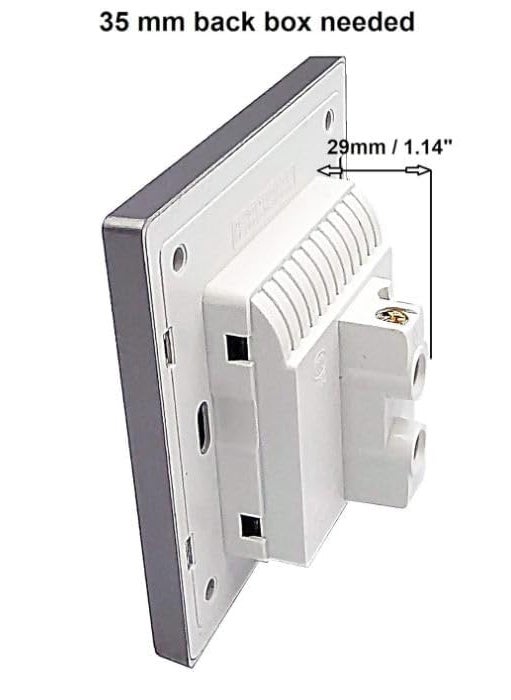 Cloyster - Cloyster Wallpad Light Switch Press ButtonWall Light Switch Chrome Toggle Press Button Tempered Glass Plate Blue LED LightTempered Glass Switch Socket with Indicator Light SelfReset 2WAY WHITE - Image 1