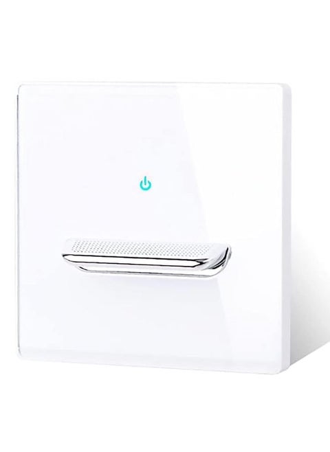 Cloyster Wallpad Light Switch Press ButtonWall Light Switch Chrome Toggle Press Button Tempered Glass Plate Blue LED LightTempered Glass Switch Socket with Indicator Light SelfReset 2WAY WHITE